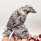 Purple Fluorite Sphalerite Raven Bird Healing Crystal Carving 773g