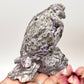 Purple Fluorite Sphalerite Raven Bird Healing Crystal Carving 773g