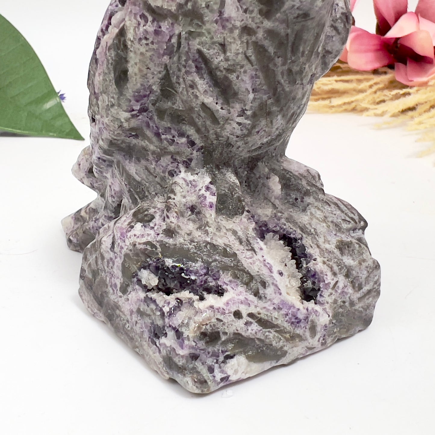 Purple Fluorite Sphalerite Raven Bird Healing Crystal Carving 773g