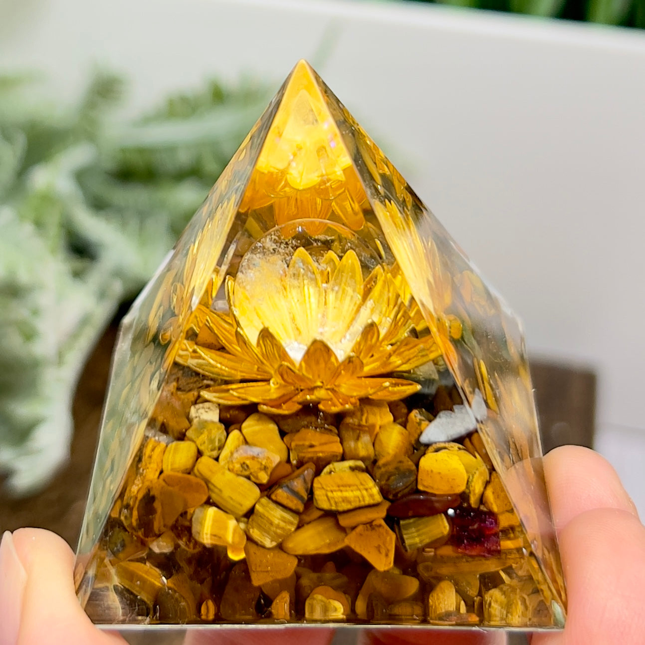 Tigers Eye Lotus Flower Crystal Sphere Orgonite Pyramid Chakra Energy Gemstones