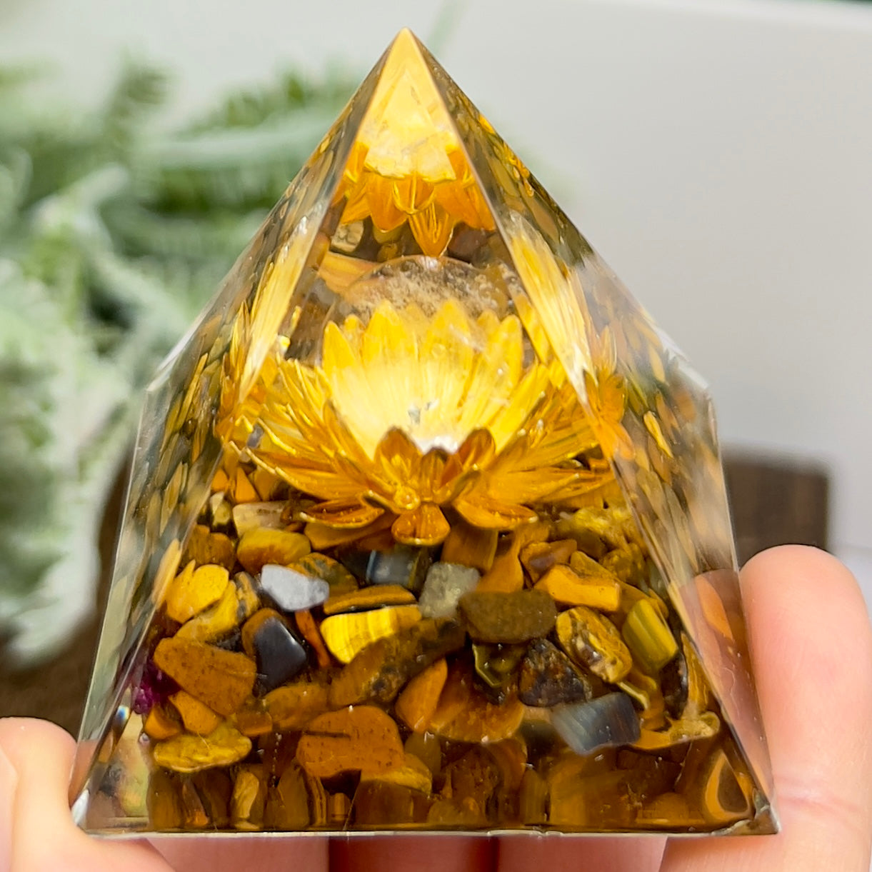 Tigers Eye Lotus Flower Crystal Sphere Orgonite Pyramid Chakra Energy Gemstones