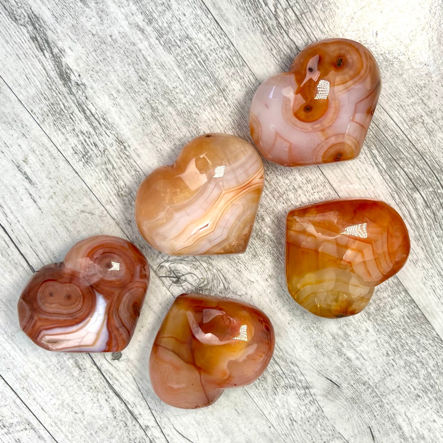 Carnelian Hearts Crystal Carvings Australian Seller