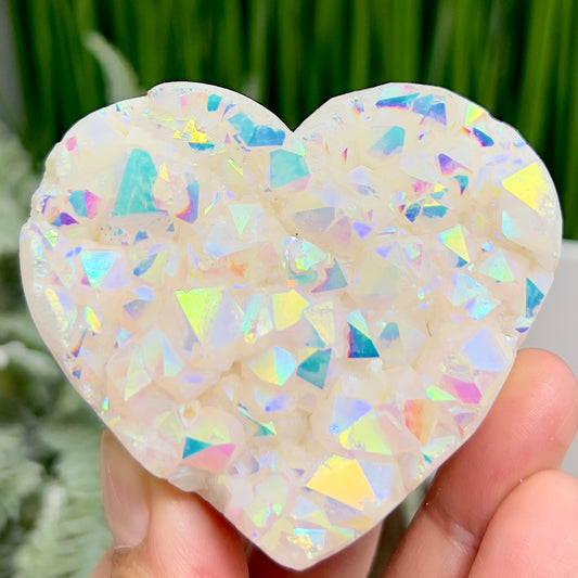 Quartz Heart with Angel Aura Healing Crystal Carving 192g