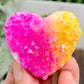 Quartz Heart with Pink Yellow Angel Aura Healing Crystal Carving 102g