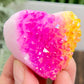 Quartz Heart with Pink Yellow Angel Aura Healing Crystal Carving 102g