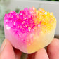 Quartz Heart with Pink Yellow Angel Aura Healing Crystal Carving 102g