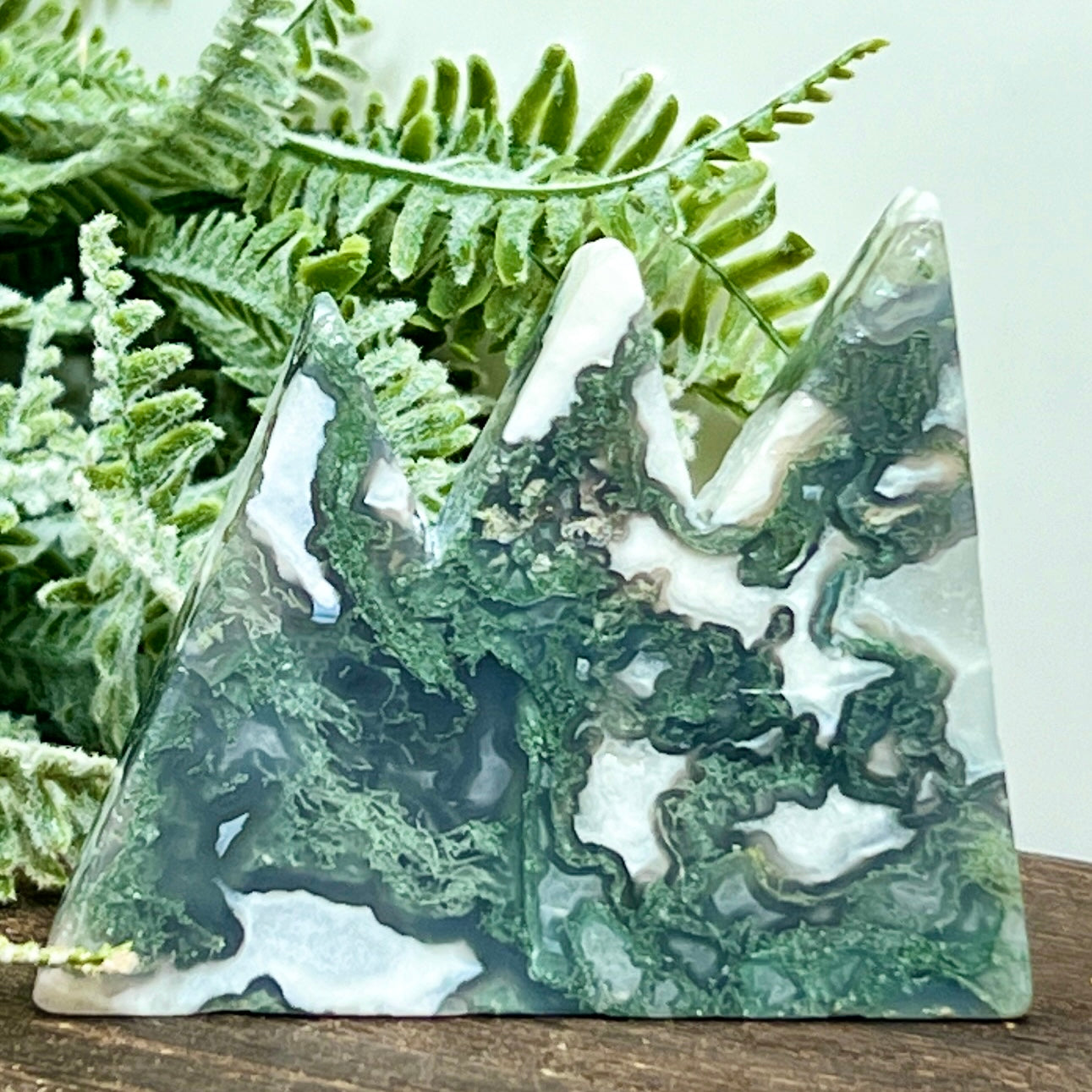 Moss Agate Mountain Hills Healing Crystal Carving 146g