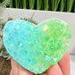 Quartz Heart with Blue Green Angel Aura Healing Crystal Carving 126g