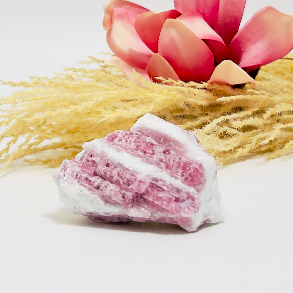 Pink Tourmaline in Feldspar Natural Healing Crystal Raw Specimen 100g