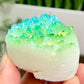 Quartz Heart with Blue Green Angel Aura Healing Crystal Carving 126g