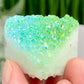 Quartz Heart Double Sided with Blue Green Angel Aura Crystal Carving 72g