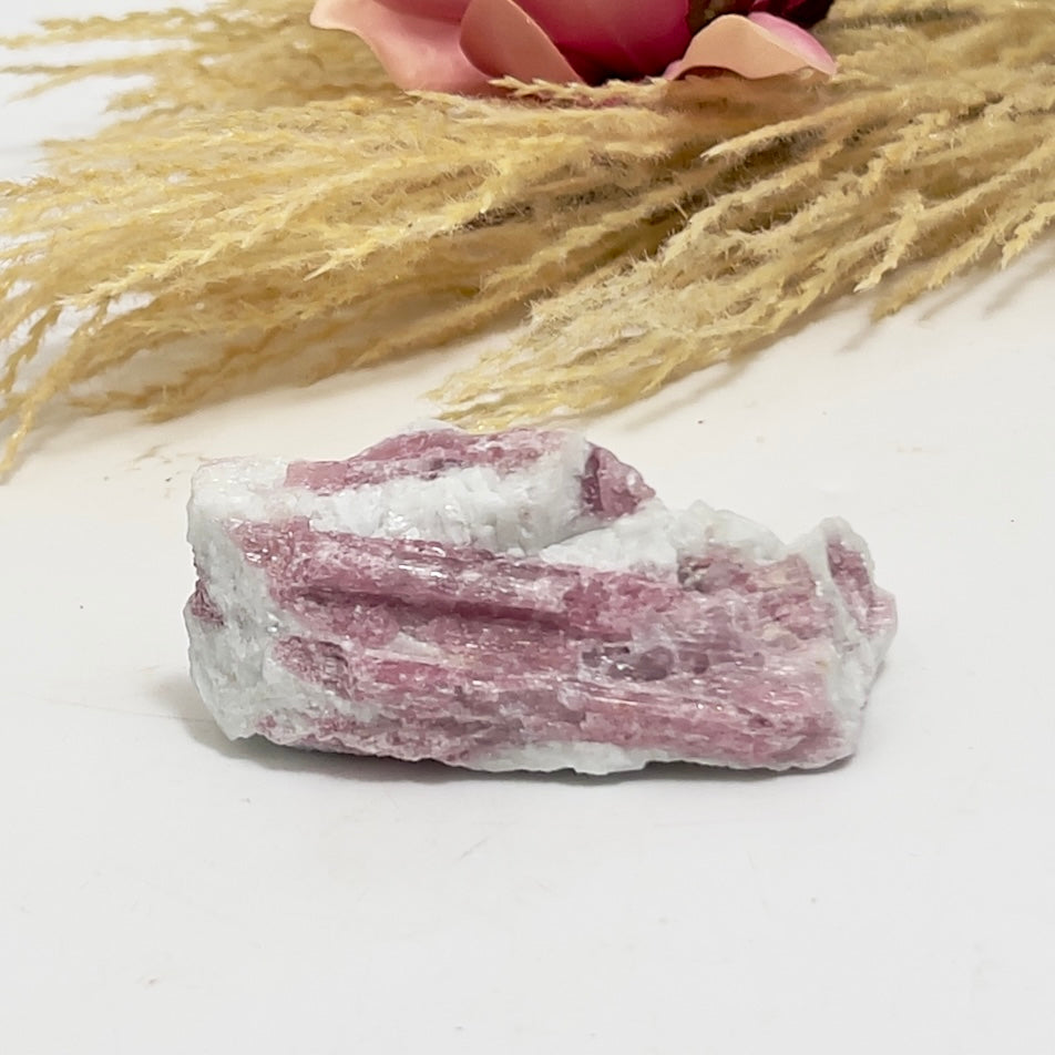 Pink Tourmaline in Feldspar Natural Healing Crystal Raw Specimen 100g