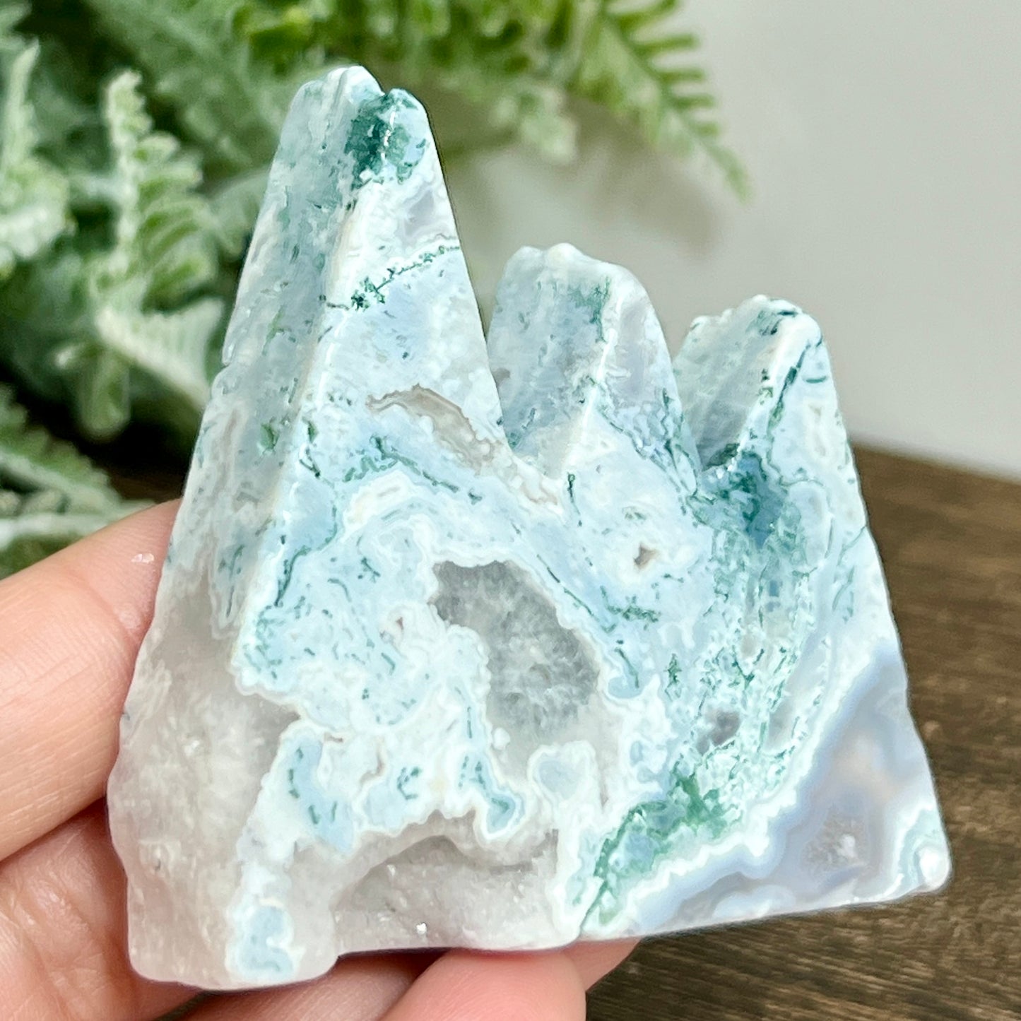 Tree Agate Mountain Hills Healing Crystal Carving 97g