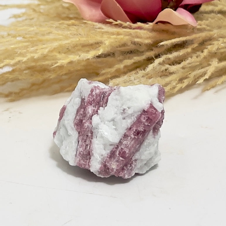 Pink Tourmaline in Feldspar Natural Healing Crystal Raw Specimen 92g