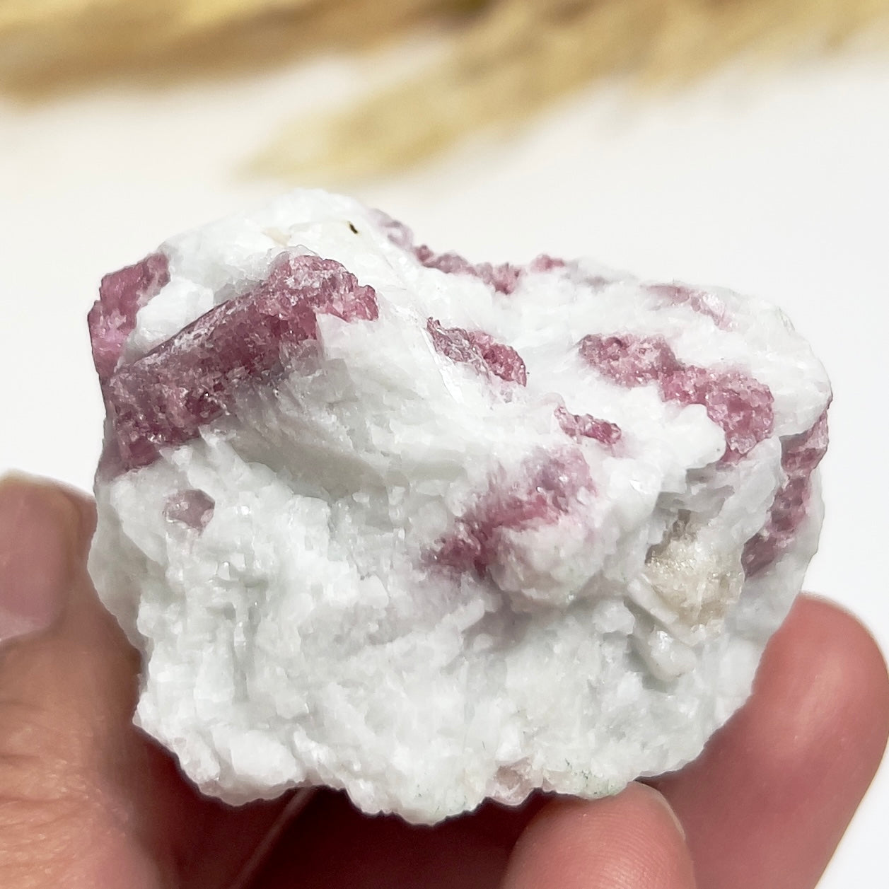 Pink Tourmaline in Feldspar Natural Healing Crystal Raw Specimen 92g