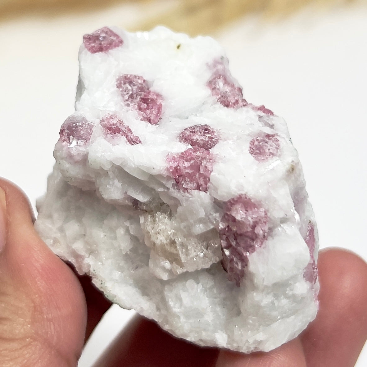 Pink Tourmaline in Feldspar Natural Healing Crystal Raw Specimen 92g