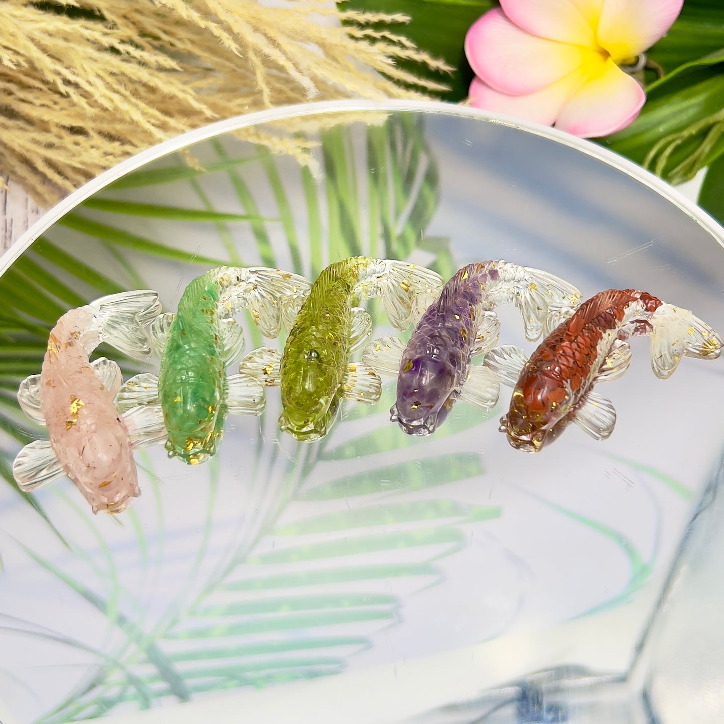 Gemstone Fish Crystal Chips in Resin Healing Chakra Energy