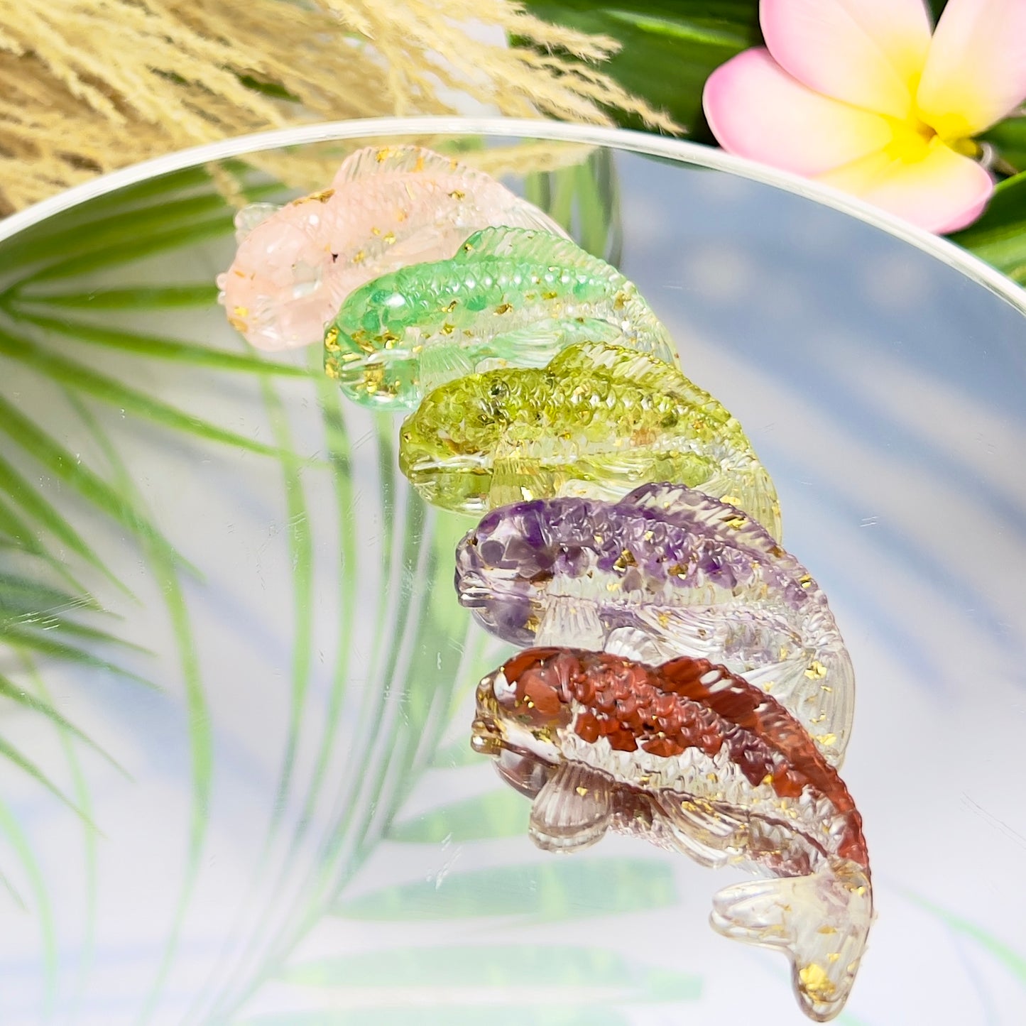 Gemstone Fish Crystal Chips in Resin Healing Chakra Energy