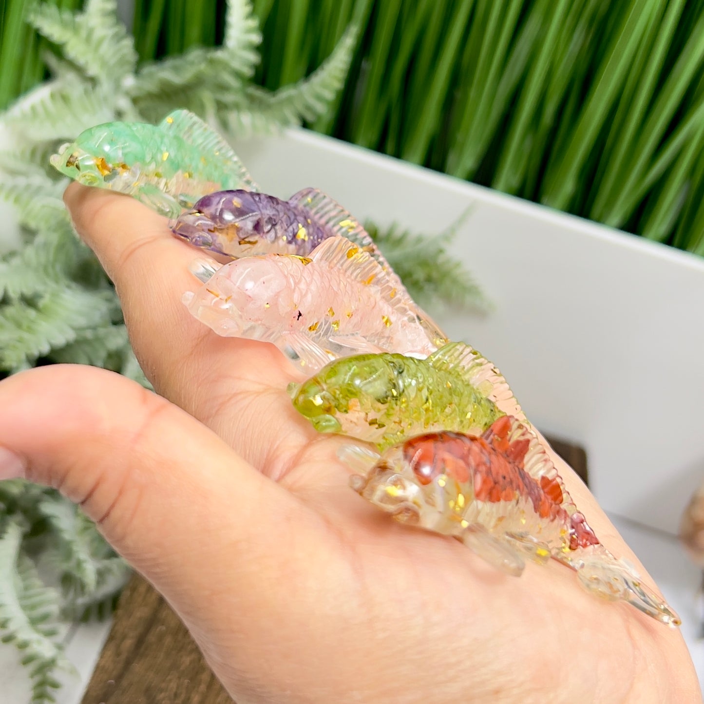 Gemstone Fish Crystal Chips in Resin Healing Chakra Energy