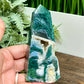 Moss Agate Tower Healing Crystal Generator 252g