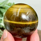 Tigers Eye with Hematite Sphere Gemstone Healing Crystal Ball 228g 53mm