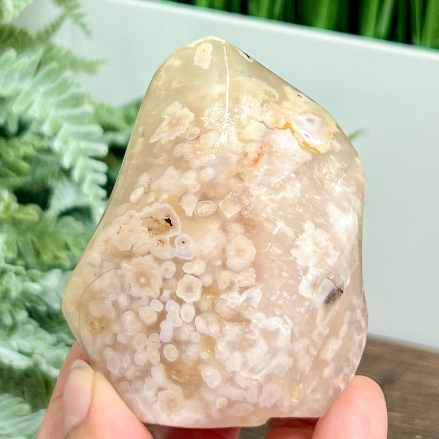 Flower Agate Flame Healing Crystal Carving 256g