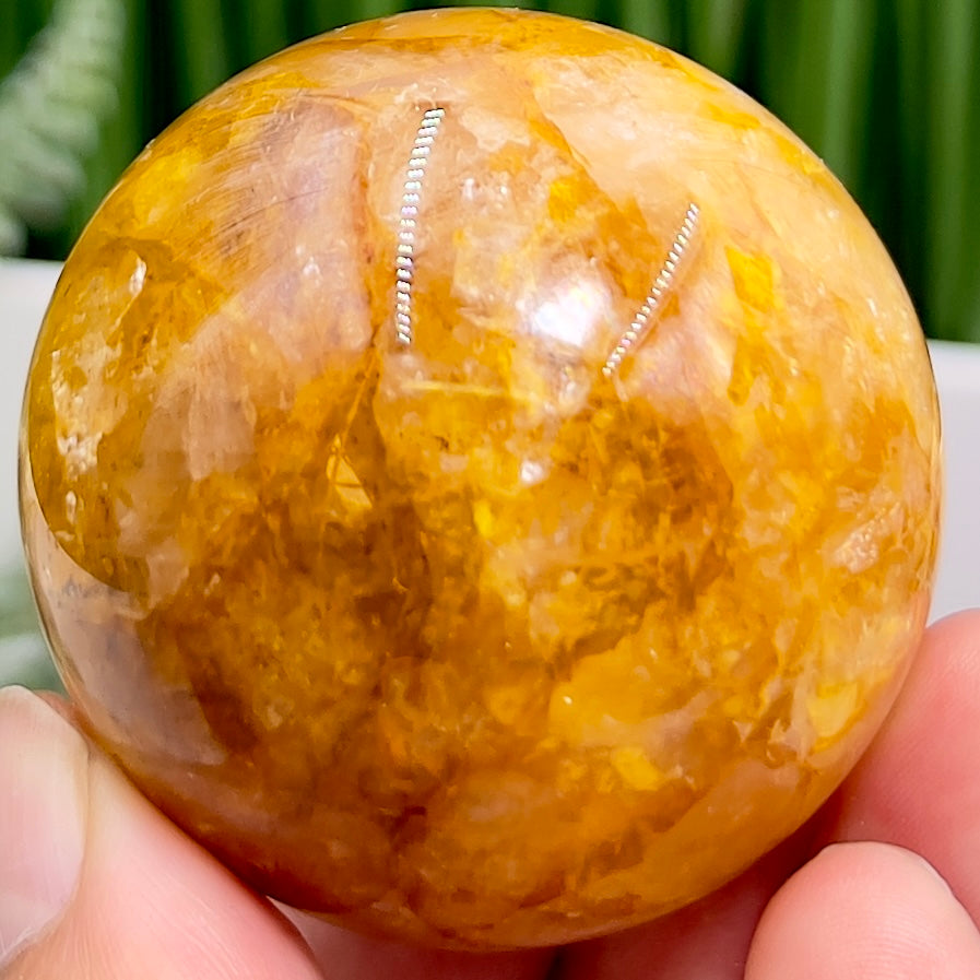 Golden Healer Quartz Sphere Healing Crystal Ball 158g 48mm