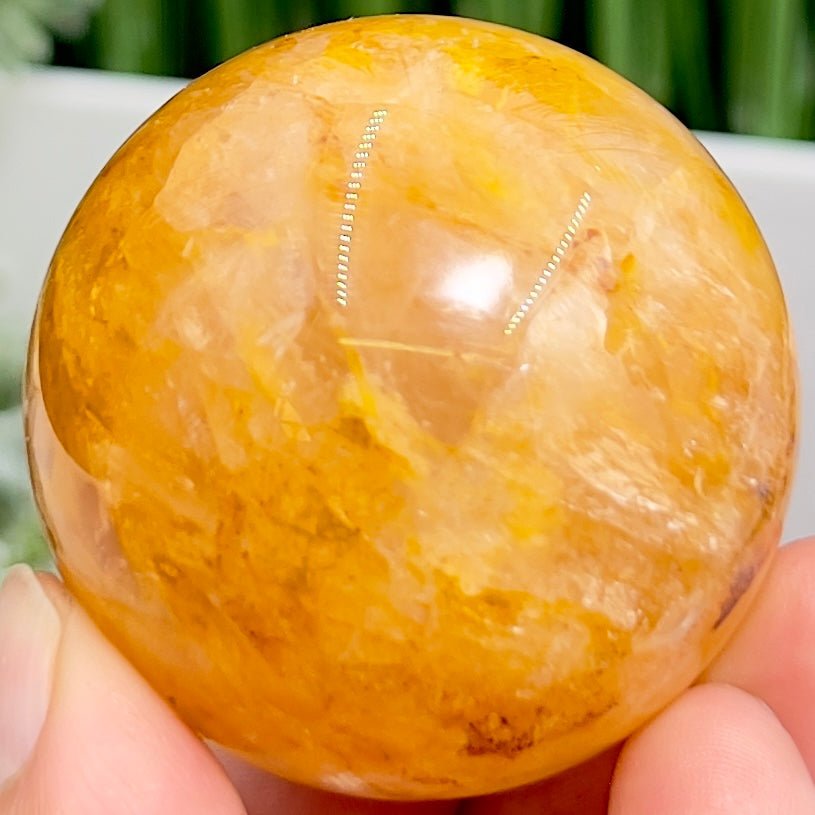 Golden Healer Quartz Sphere Healing Crystal Ball 152g 48mm