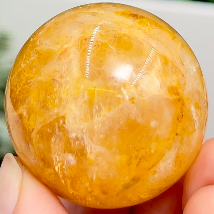 Golden Healer Quartz Sphere Healing Crystal Ball 86g 40mm