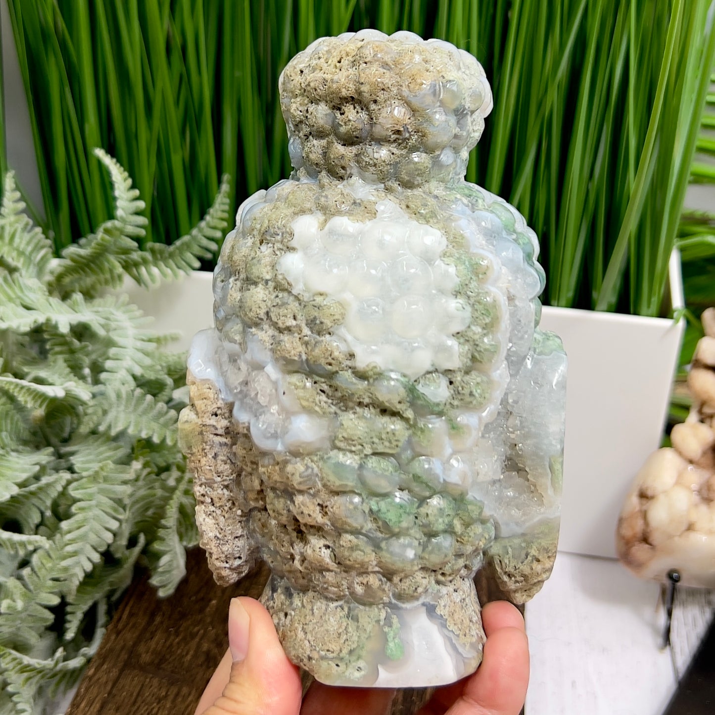 Moss Agate Buddha Druzy Crystal 1320g