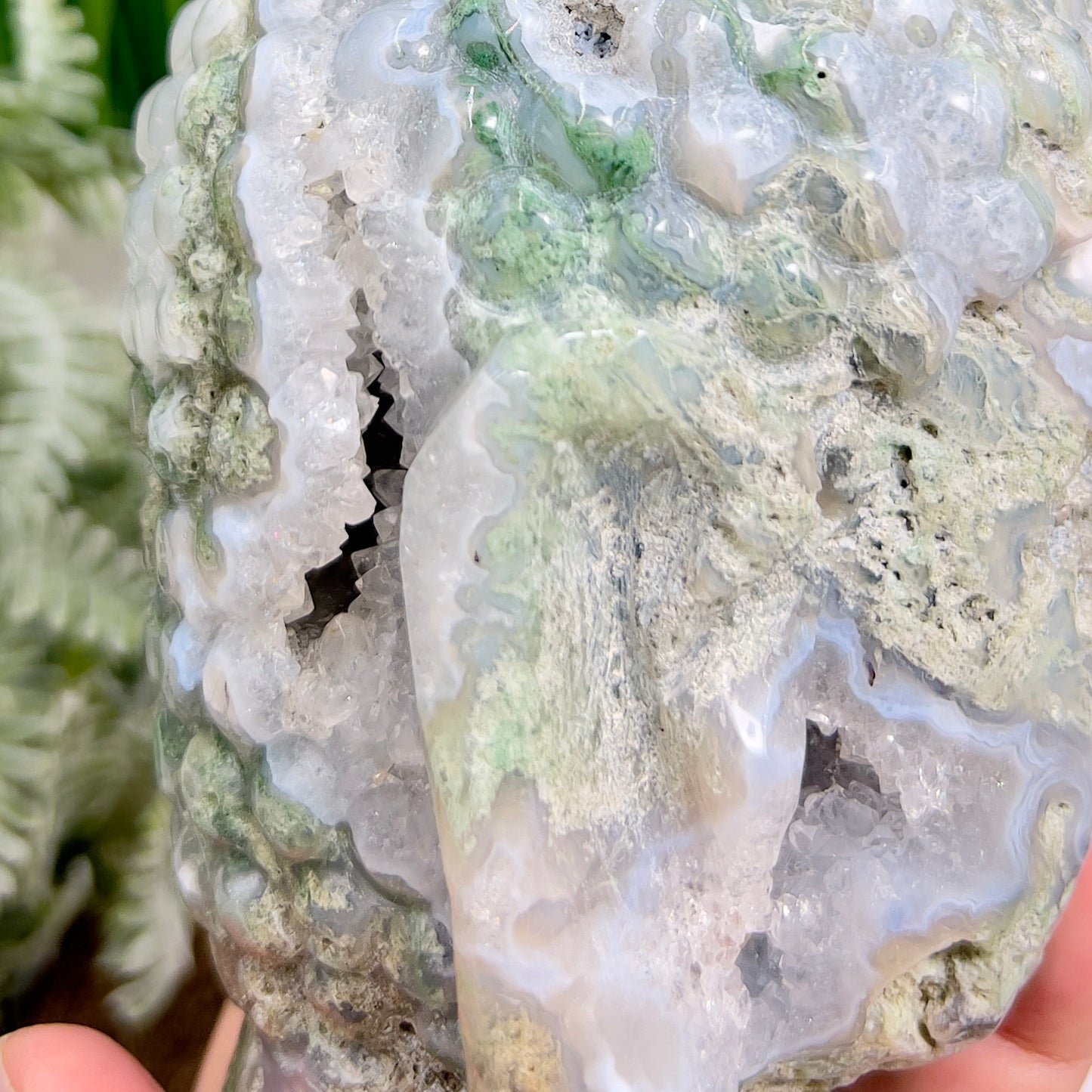 Moss Agate Buddha Druzy Crystal 1320g