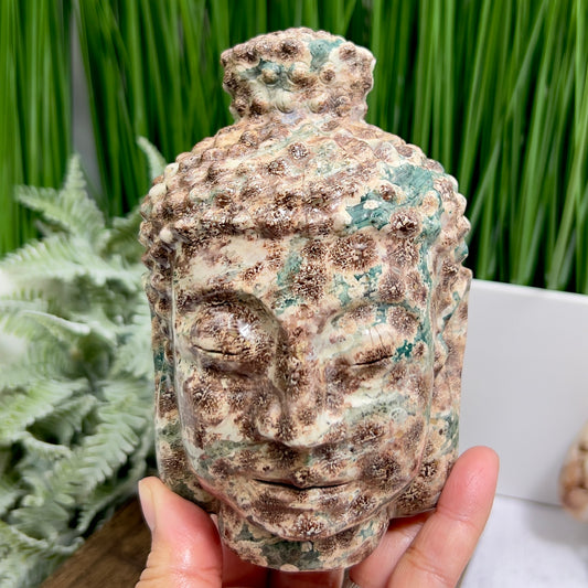 Russian Flower Cherry Blossom Jasper Buddha Rare Crystal 1342g