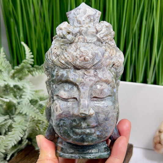 Ocean Sea Jasper Moss Agate Quan Yin Kuan Yin Guan Yin Crystal 1246g