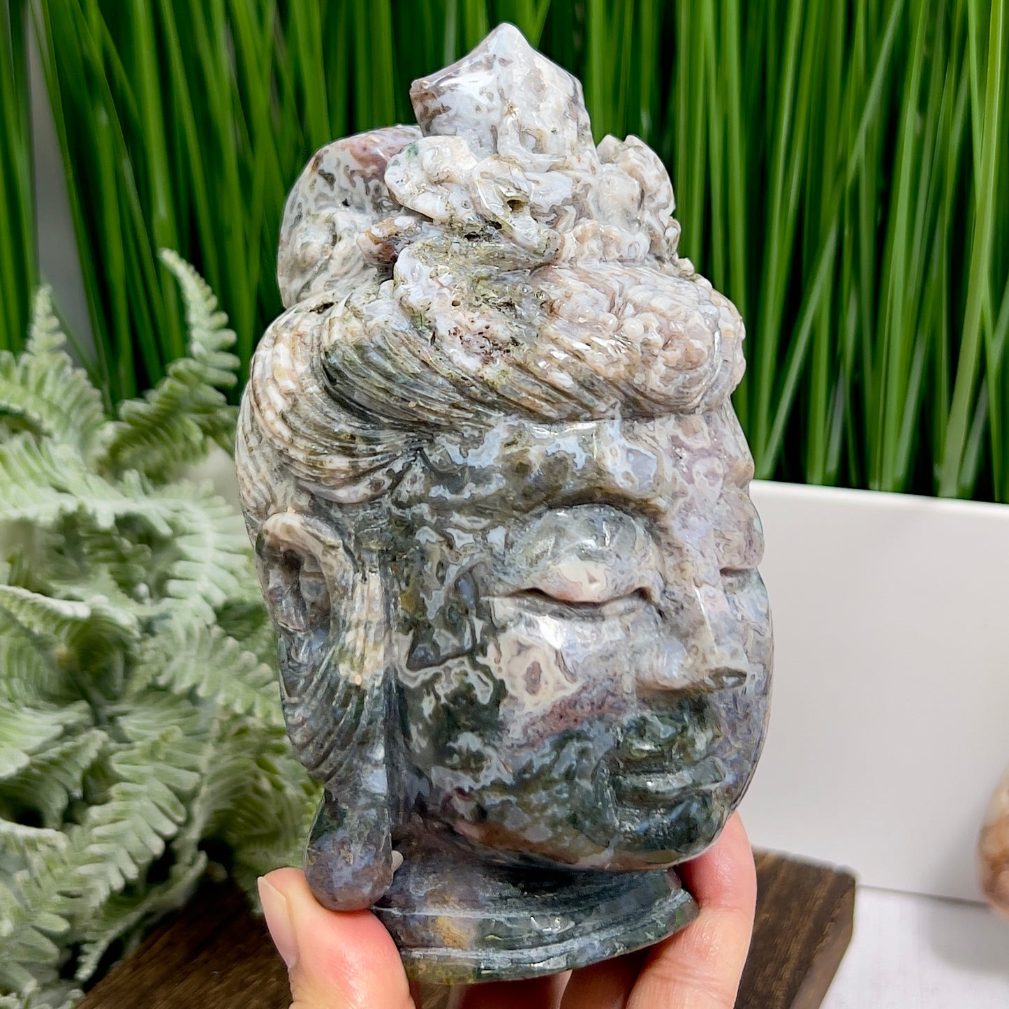 Ocean Sea Jasper Moss Agate Quan Yin Kuan Yin Guan Yin Crystal 1246g