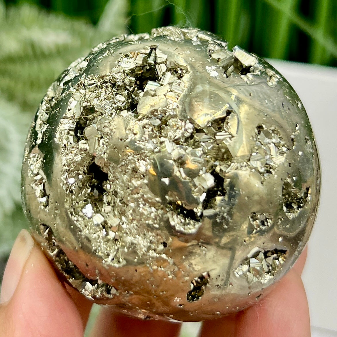 Pyrite Fools Gold Cubic Sphere Healing Crystal Ball 364g 56mm