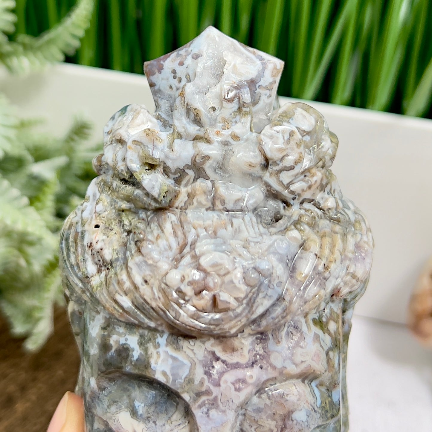 Ocean Sea Jasper Moss Agate Quan Yin Kuan Yin Guan Yin Crystal 1246g