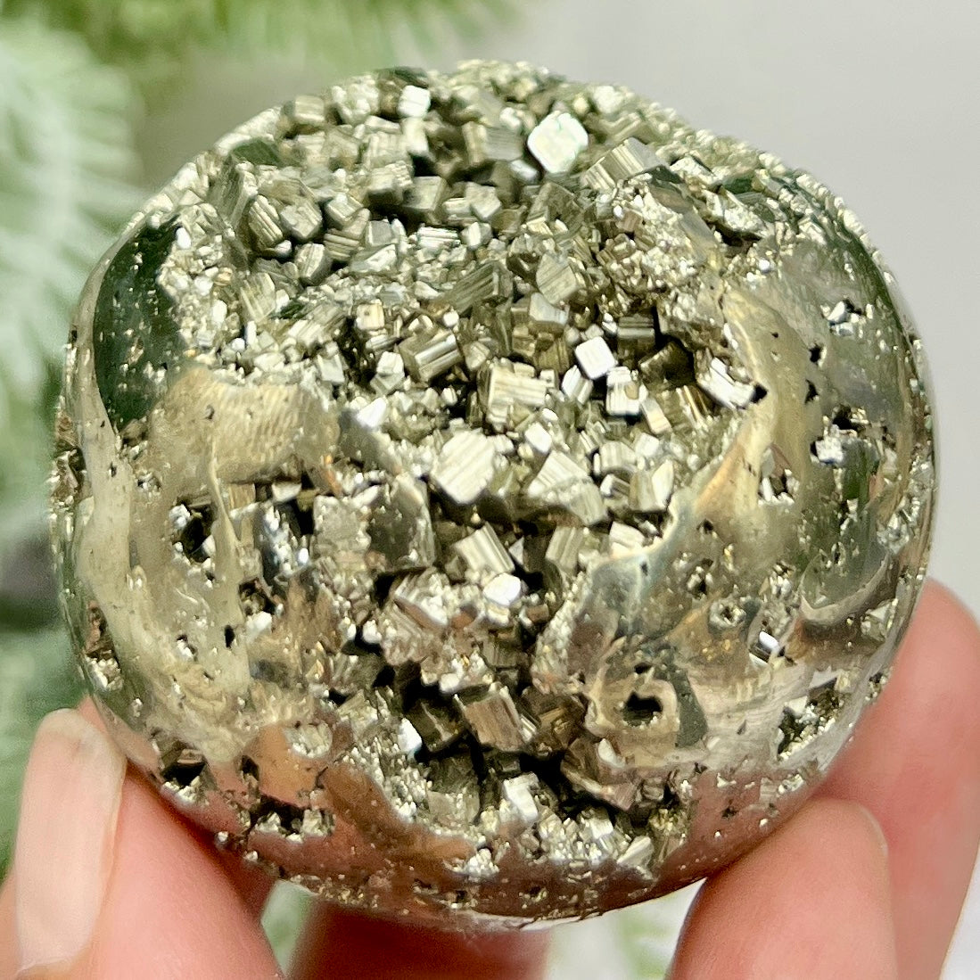 Pyrite Fools Gold Cubic Sphere Healing Crystal Ball 277g 54mm