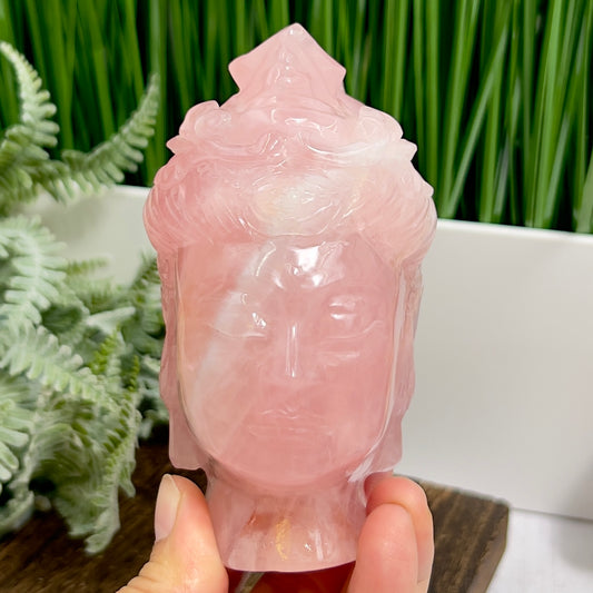 Rose Quartz Crystal Quan Yin Kuan Yin Guan Yin Intricate Healing Carving 720g