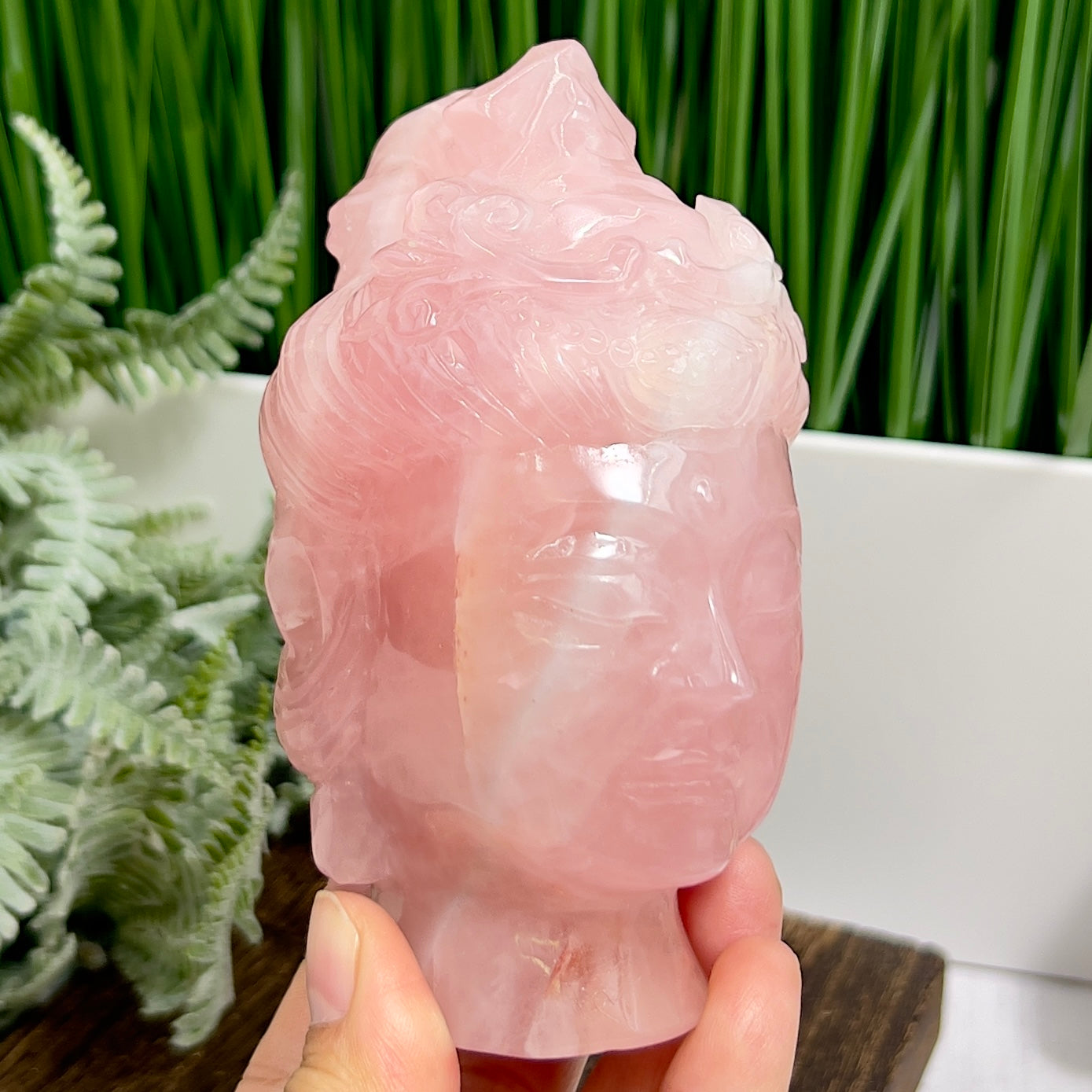 Rose Quartz Crystal Quan Yin Kuan Yin Guan Yin Intricate Healing Carving 720g