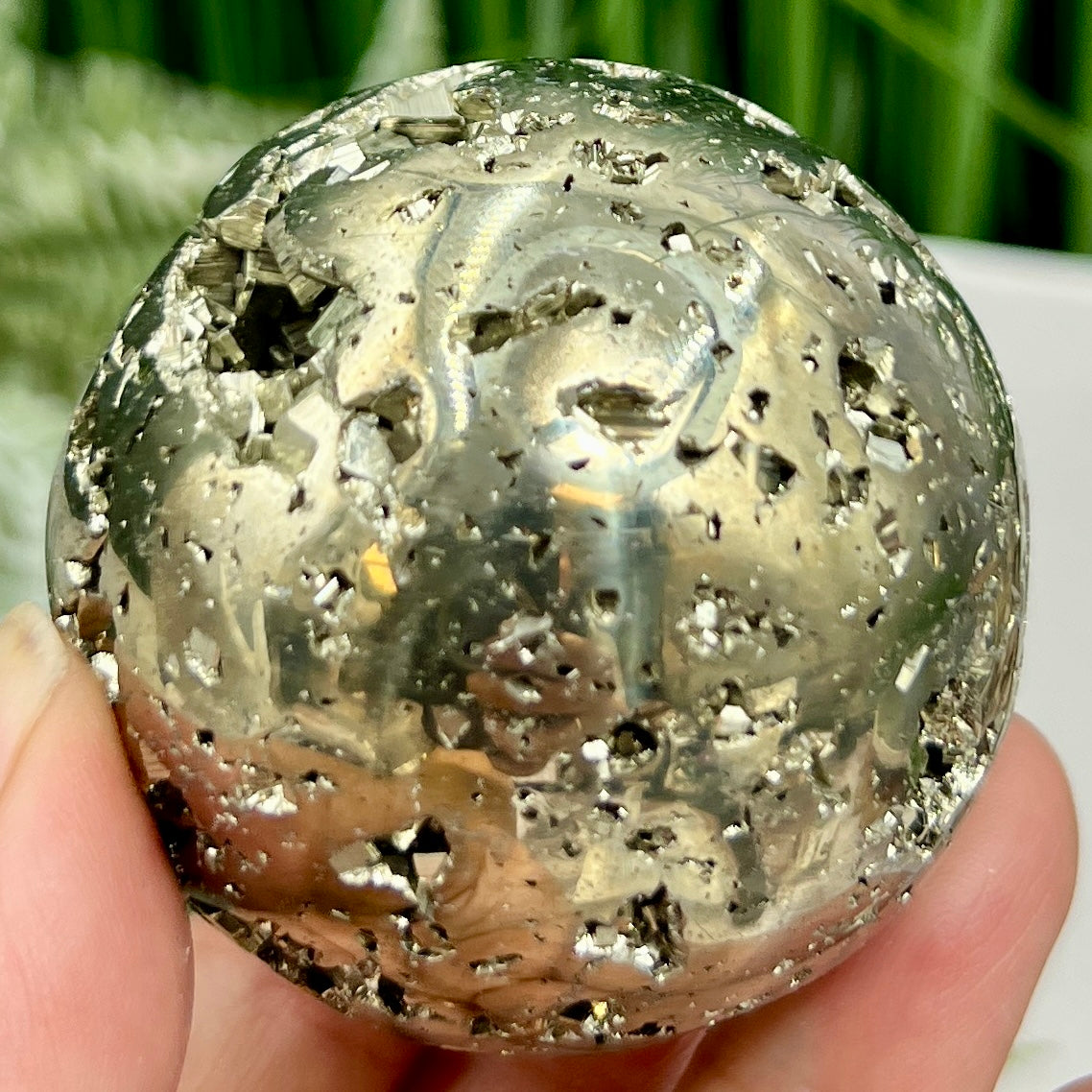 Pyrite Fools Gold Cubic Sphere Healing Crystal Ball 277g 54mm