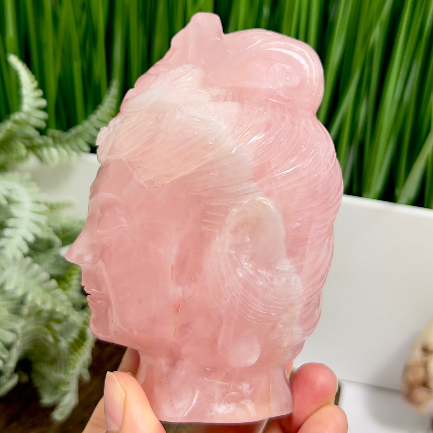 Rose Quartz Crystal Quan Yin Kuan Yin Guan Yin Intricate Healing Carving 720g