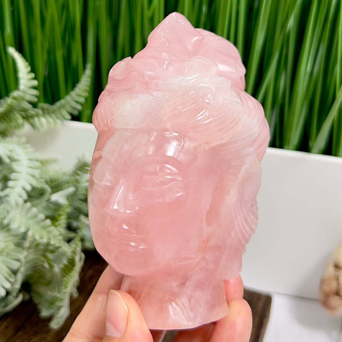 Rose Quartz Crystal Quan Yin Kuan Yin Guan Yin Intricate Healing Carving 720g