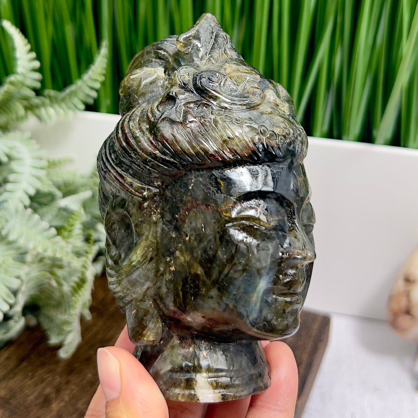 Labradorite Crystal Quan Yin Kuan Yin Guan Yin Intricate Healing Carving 758g