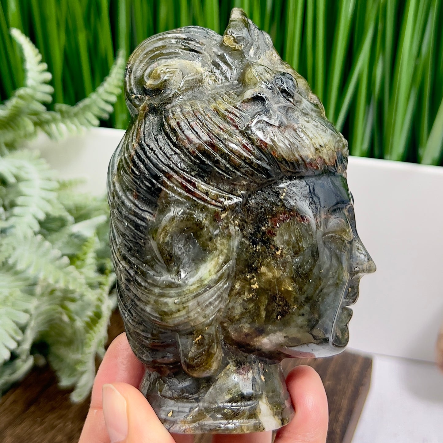 Labradorite Crystal Quan Yin Kuan Yin Guan Yin Intricate Healing Carving 758g