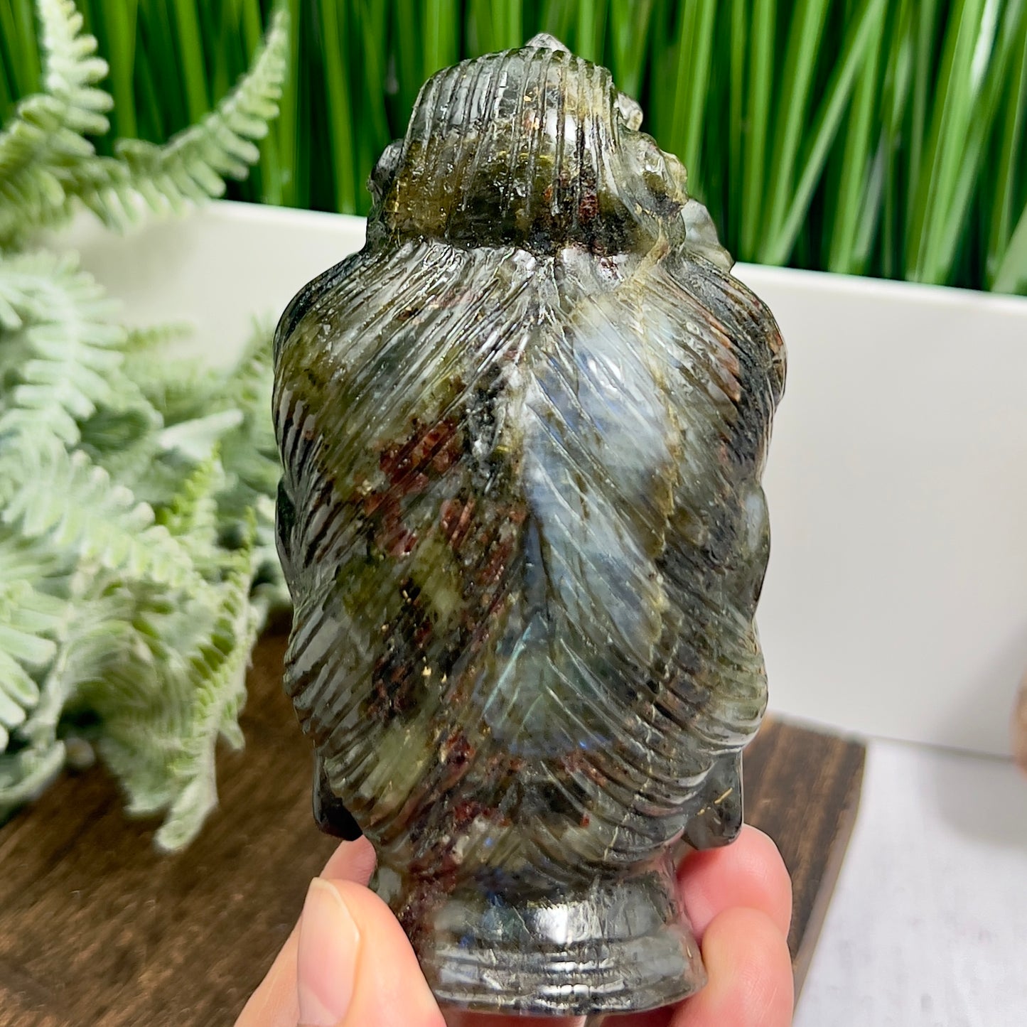 Labradorite Crystal Quan Yin Kuan Yin Guan Yin Intricate Healing Carving 758g