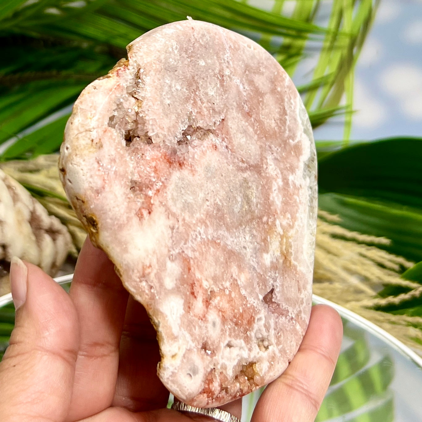 Pink Amethyst Quartz Free Form with Stand Natural Crystal 366g