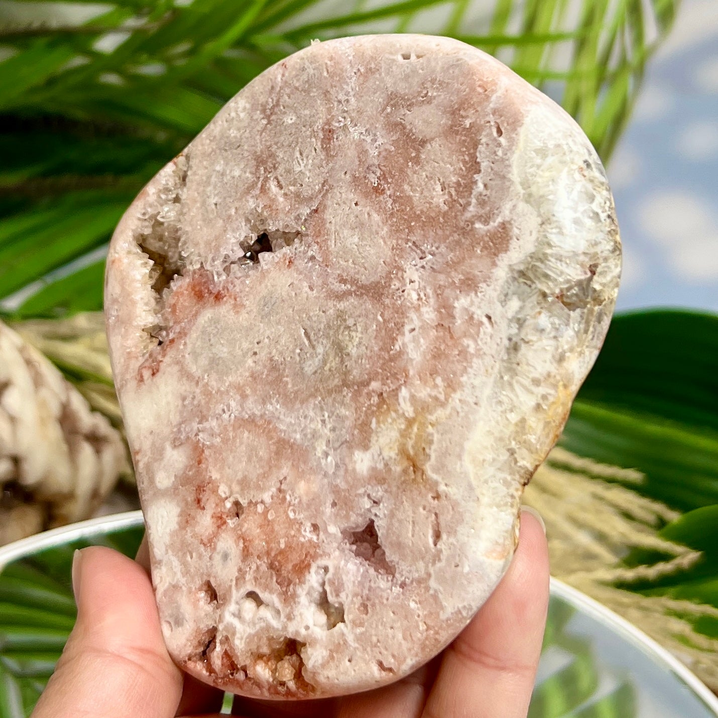 Pink Amethyst Quartz Free Form with Stand Natural Crystal 366g