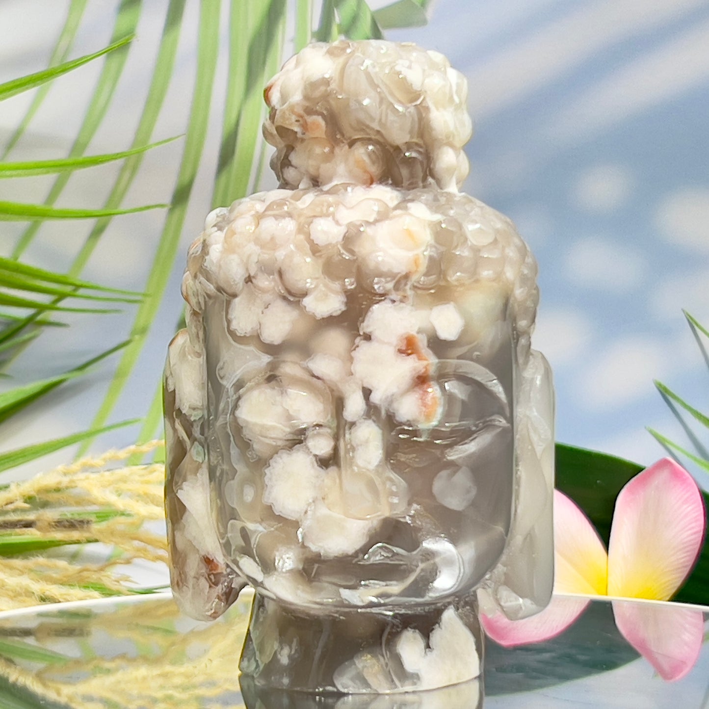 Flower Agate Buddha Crystal 810g