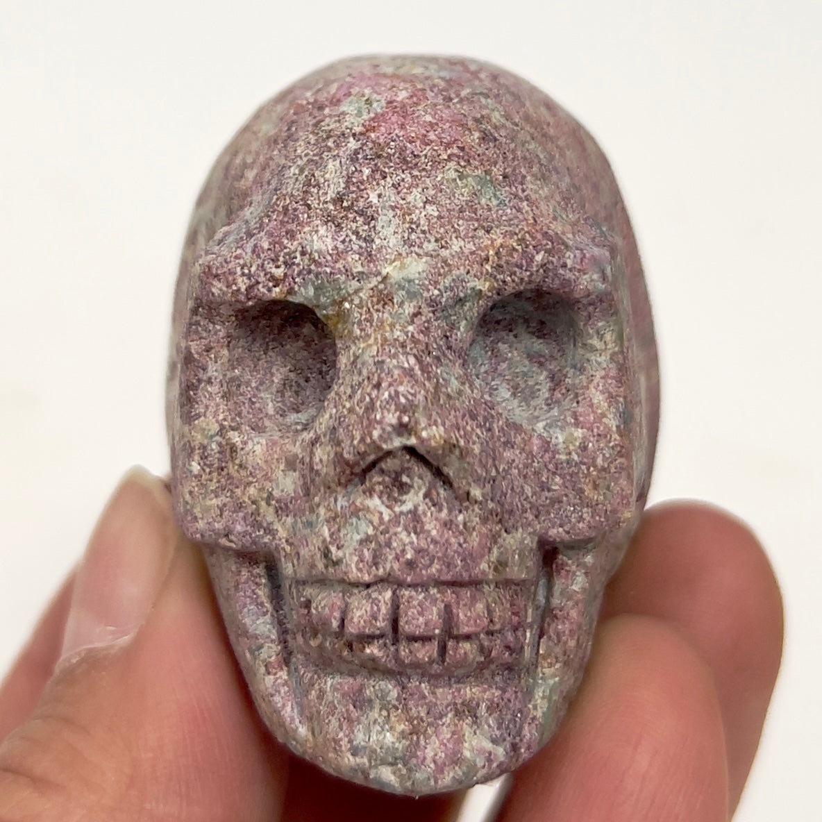 Ruby in Kyanite Skull 2 Inches UV Reactive Hand Carved Crystal Carving