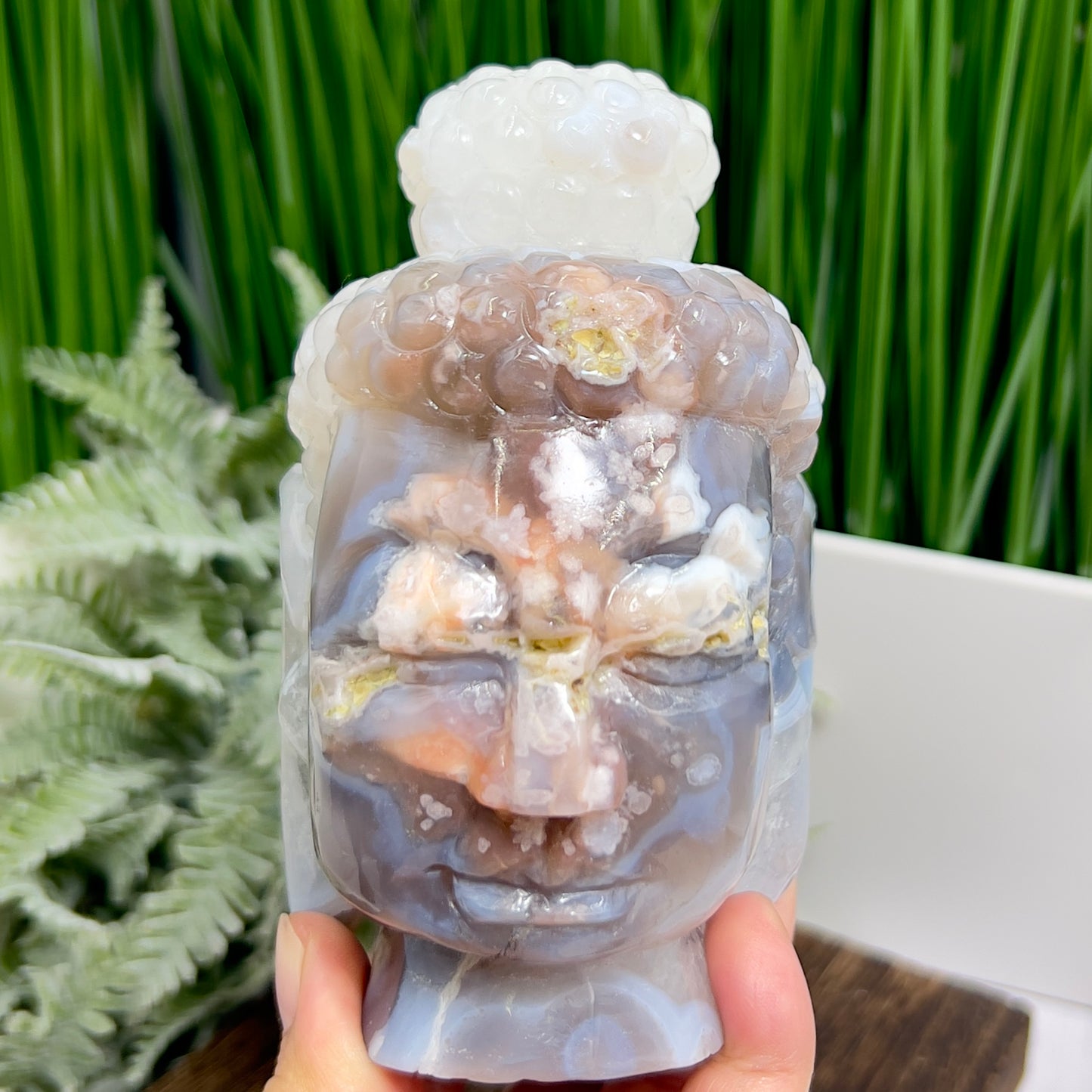 Flower Agate Buddha Crystal 862g